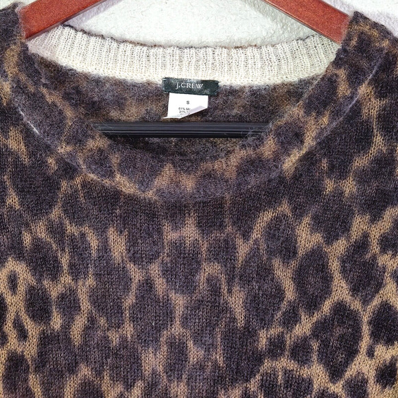 J.Crew Leopard Mohair Sweater Dress Brown Size S Statement Knit - Picture 4 of 8